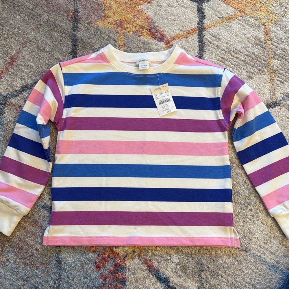 Crewcuts Kids Striped Long-Sleeve Tee - Blue, Pink, Purple, Cream